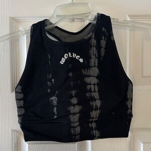 Darc Sport Black and Gray Tie-Dye Crop Top